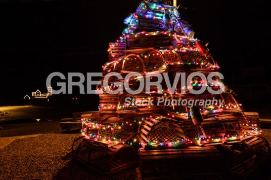 Lobster Traps with Christmas Lights near Nubble Lighthouse