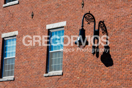 Street light on brick building